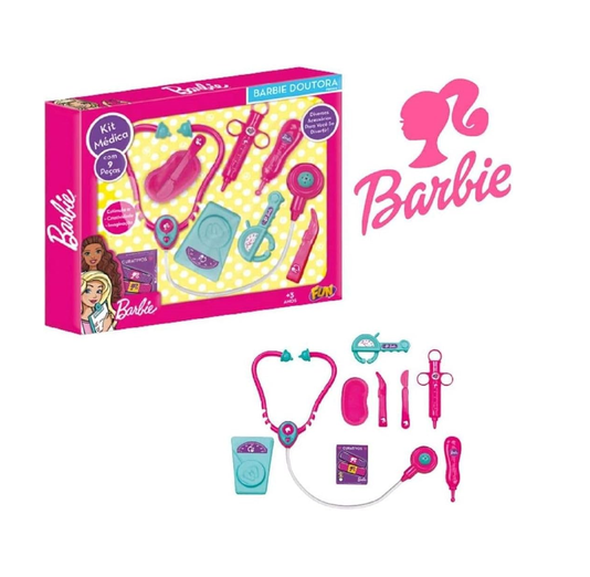Caixa de Kit Médico Barbie Doutora Barão Toys 