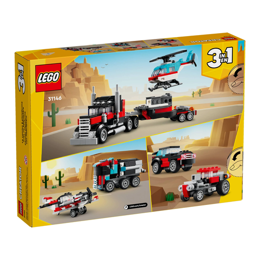 Caminhão Plataforma Com Helicóptero Lego Creator 3 em 1