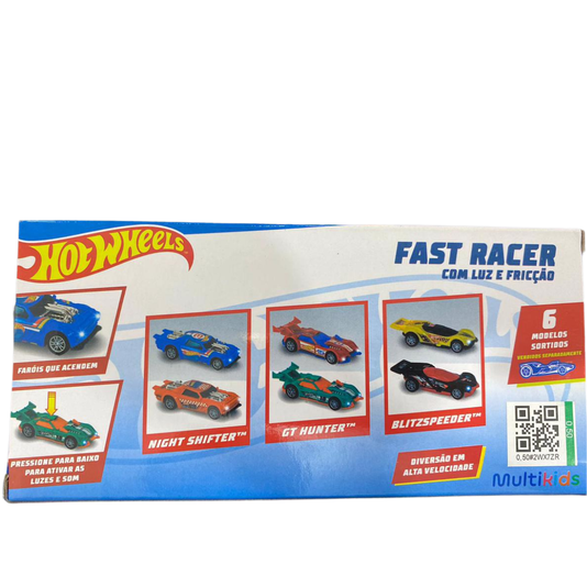 Carro Fricção Fast Racer Com Luz E Som Amarelo 13 cm Hot Whells Multikids