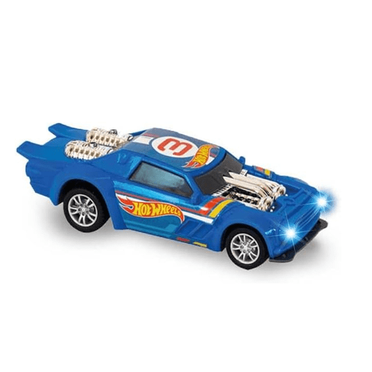  Carro Fricção Fast Racer Com Luz E Som Azul 13cm Hot Whells Multikids