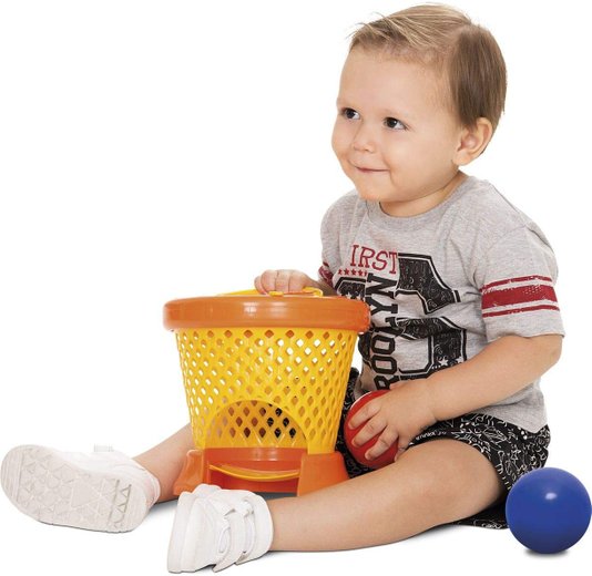 Cesta de Basquete Didática Basket Ball Baby Leão Mercotoys 