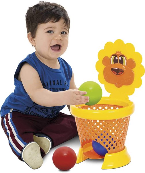 Cesta de Basquete Didática Basket Ball Baby Leão Mercotoys 