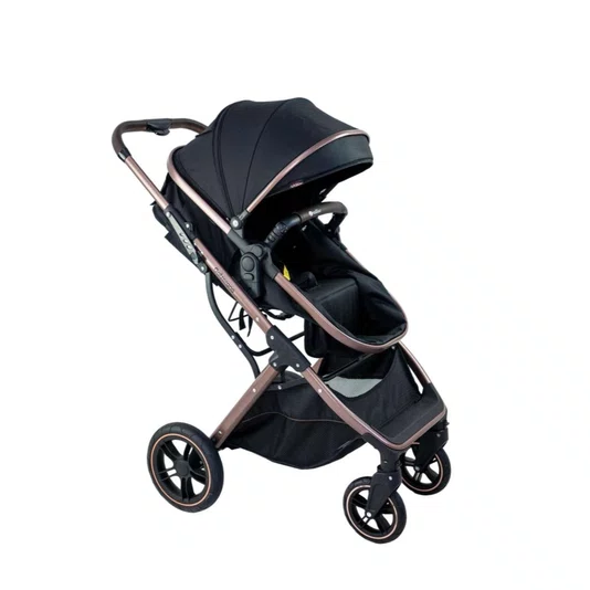 Combo Carrinho de Bebê Zoe Preto Cobre e Bebê Conforto Cocoon Galzerano 