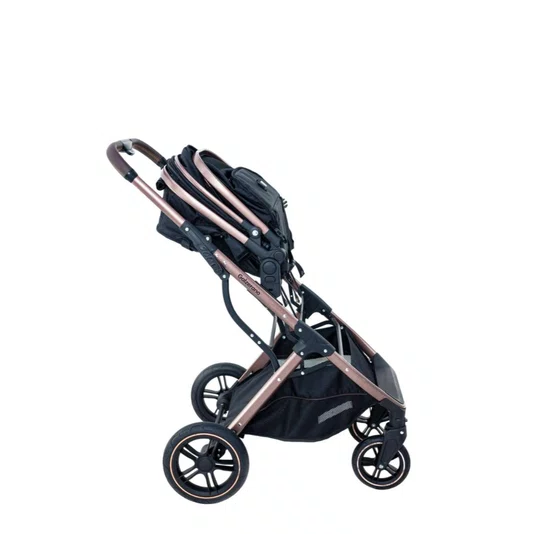 Combo Carrinho de Bebê Zoe Preto Cobre e Bebê Conforto Cocoon Galzerano 