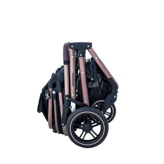 Combo Carrinho de Bebê Zoe Preto Cobre e Bebê Conforto Cocoon Galzerano 