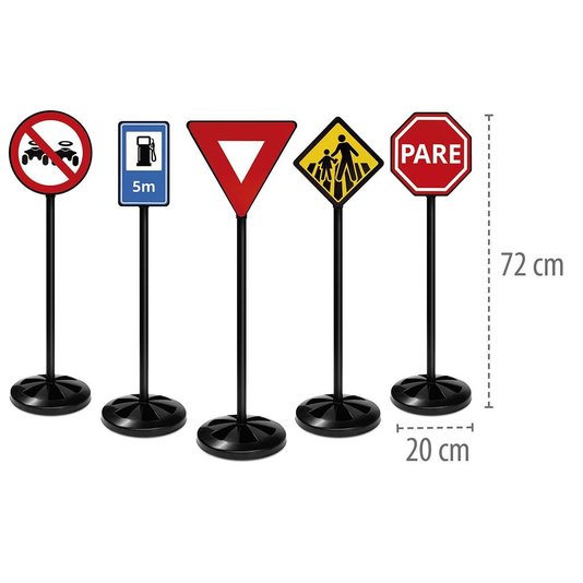 Conjunto Cinco Placas de Trânsito Poliplac