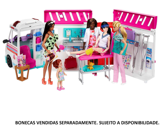 Conjunto Barbie Ambulância e Clínica Médica Mattel 