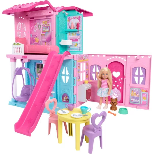 Conjunto Barbie Family & Friends Club Chelsea Casa de Bonecas Transformável Mattel