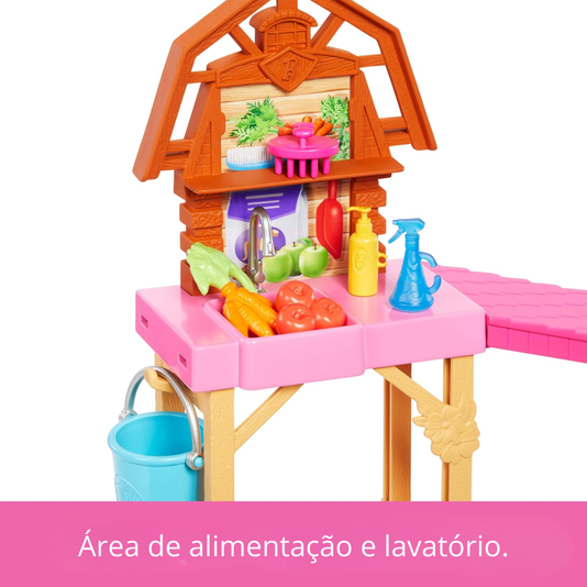 Conjunto Barbie Renée Estábulo com Pônei Barbie Detetive A Grande Corrida de Cavalos