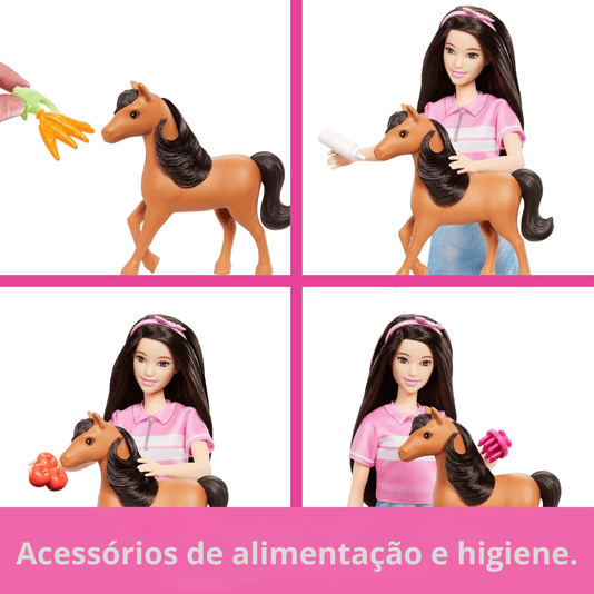 Conjunto Barbie Renée Estábulo com Pônei Barbie Detetive A Grande Corrida de Cavalos