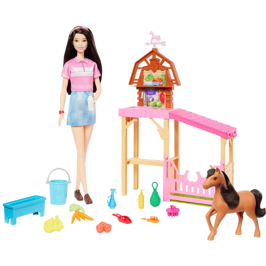 Conjunto Barbie Renée Estábulo com Pônei Barbie Detetive A Grande Corrida de Cavalos