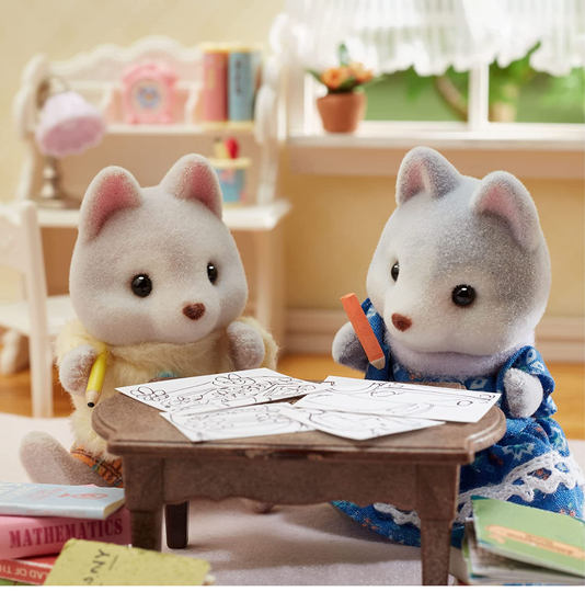 Conjunto Bicicleta Dupla Irmã e Irmão Huskys Sylvanian Families