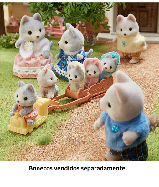 Conjunto Bicicleta Dupla Irmã e Irmão Huskys Sylvanian Families