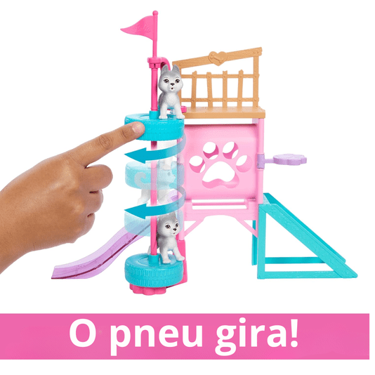 Conjunto Boneca Barbie Stacie ao Regaste Treinamento Cachorrinhos Mattel