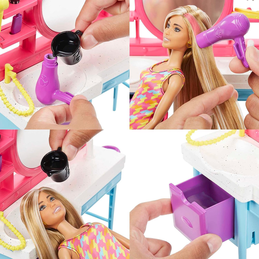Conjunto Boneca Barbie Totally Hair Salão de Beleza Mattel