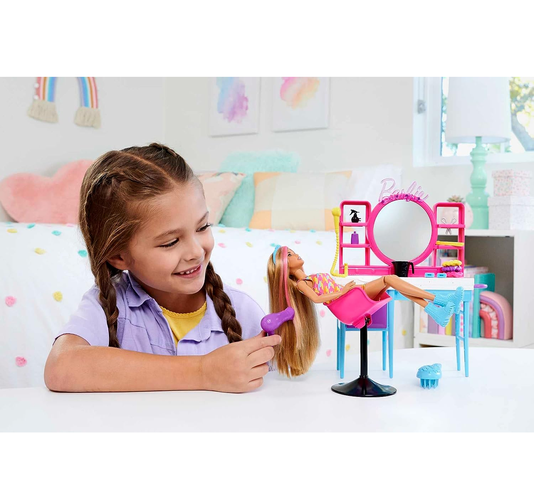 Conjunto Boneca Barbie Totally Hair Salão de Beleza Mattel