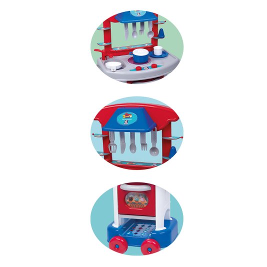 Conjunto de Cozinha Infantil Play Time Azul e Vermelho Cotiplás 