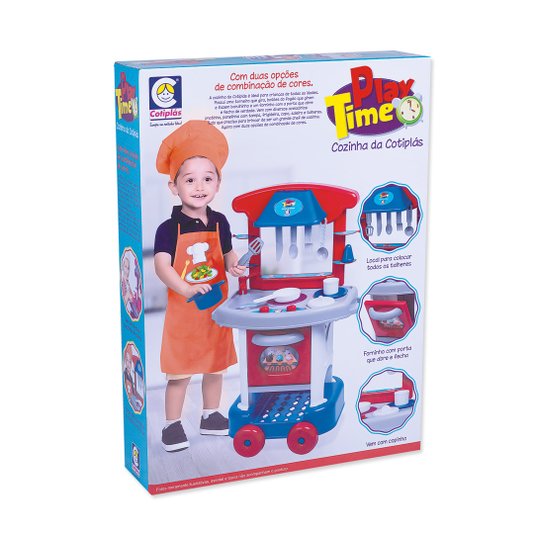 Conjunto de Cozinha Infantil Play Time Azul e Vermelho Cotiplás 