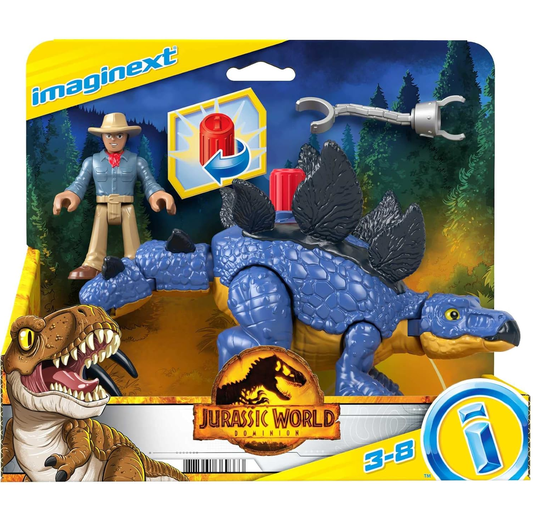 Dinossauro Stegosaurus e Dr. Grant  Jurassic World Dominion Imaginext Fisher Price Mattel