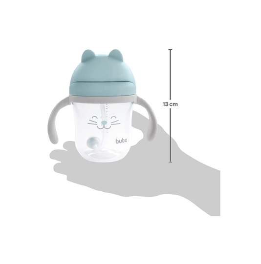 Copo 220 Ml Gatinho Azul com Alça Removível Buba
