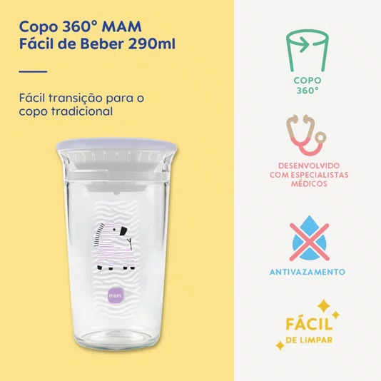 Copo 360° Fácil de Beber 290 ML Lilás MAM 