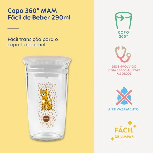 Copo 360° Fácil de Beber 290 ML Neutro MAM