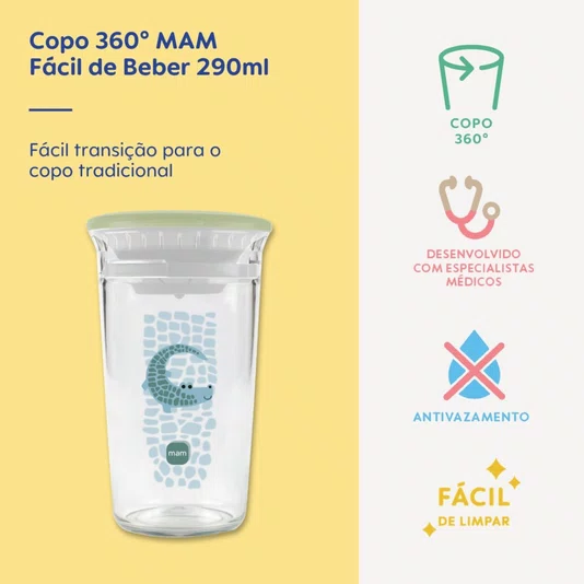 Copo 360° Fácil de Beber 290 ML Verde MAM