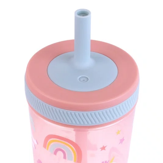 Copo C/ Canudo Antivazamento Magic Unicórnio 400 ML Buba