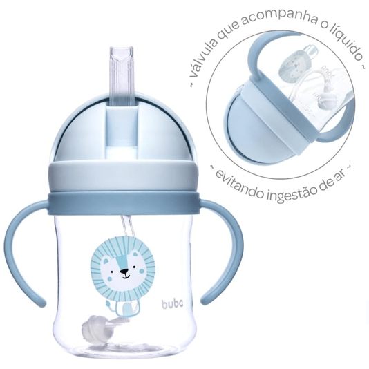 Copo Leãozinho Azul com Válvula Anticólica 250 ml Buba