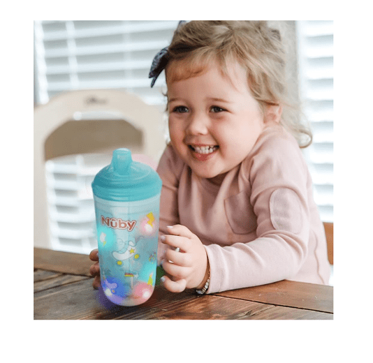 Copo Térmico 300 Ml Pisca Pisca com Bico Rígido Turquesa Nûby Cajovil