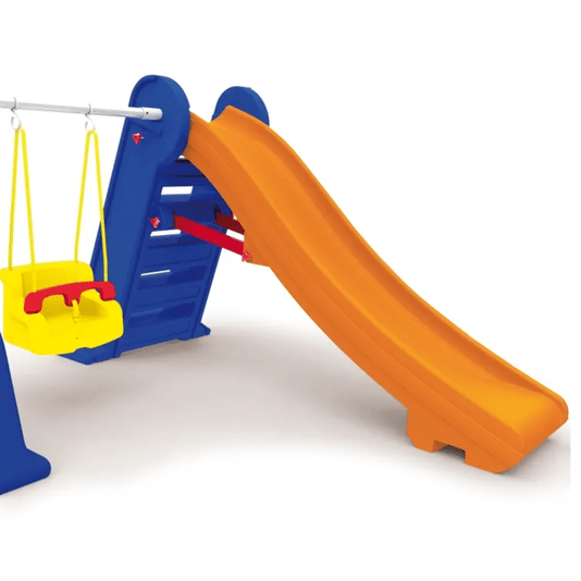 Escorregador Infantil com Balanço 4 Degraus Azul/Laranja Xalingo