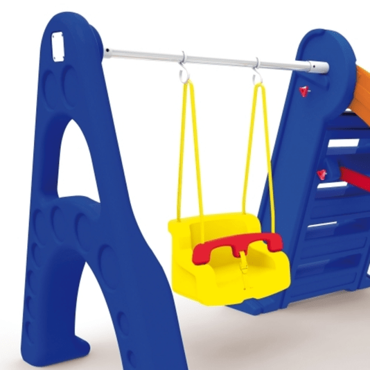 Escorregador Infantil com Balanço 4 Degraus Azul/Laranja Xalingo