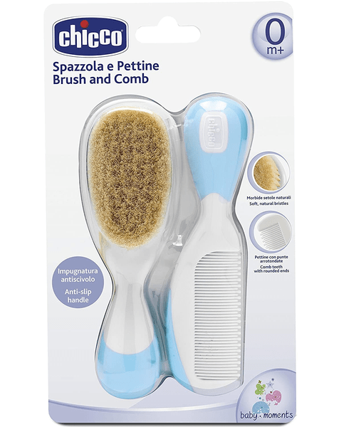 Escova e Pente Cerdas Naturais Azul Chicco