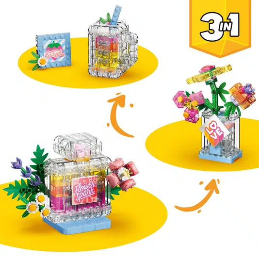 Frasco de Perfume com Decoração Floral Lego Creator 3 em 1