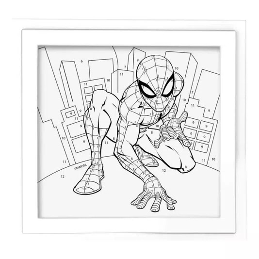 Jogo Canvas Pinta Números com Moldura Spider Man Elka