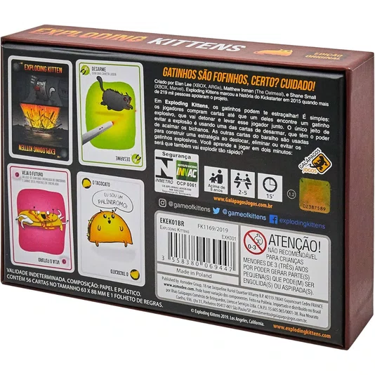 Jogo de Cartas Exploding Kittens Edição Original Galápagos 