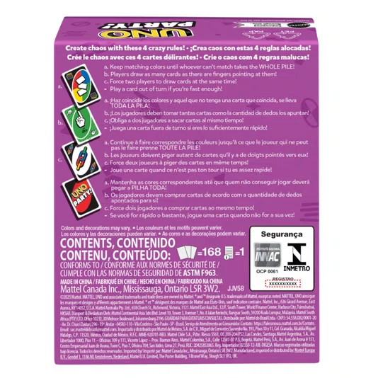 Jogo de Cartas Uno Party Mattel