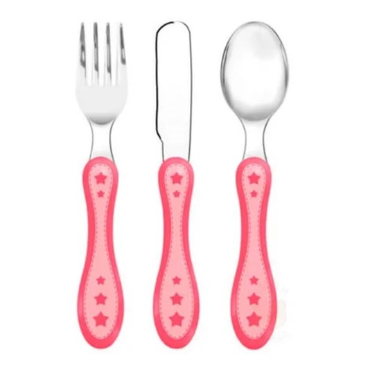Kit 3 Talheres Estrelinha Rosa Buba 