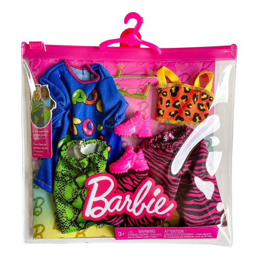 Kit de Roupas Barbie Estampa de Animal e Acessórios Mattel