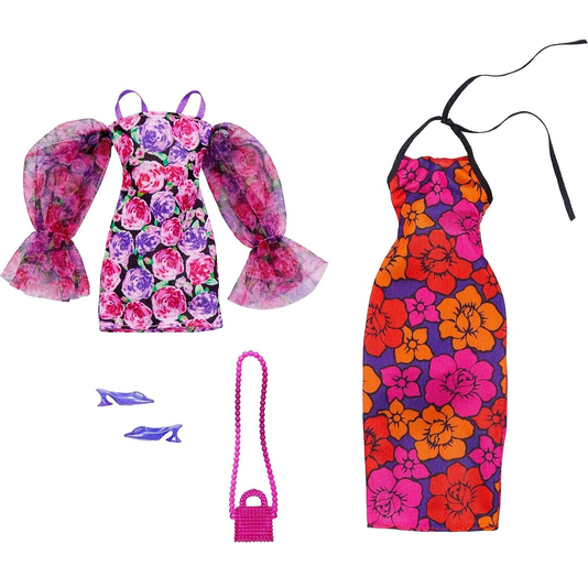 Kit de Roupas Barbie Vestidos e Acessórios Mattel