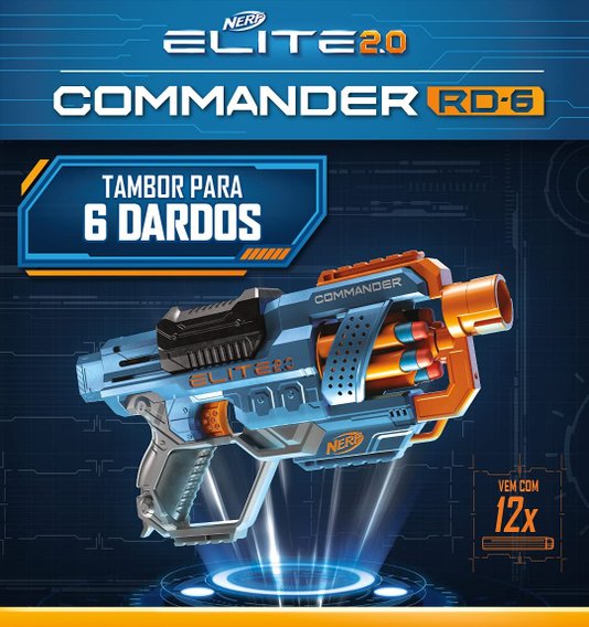 Lançador Commander RD-6 Nerf Elite 2.0 Hasbro