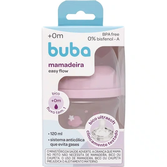Mamadeira Easy Flow 120 ml Nuvem Rosa Buba