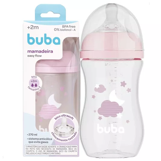 Mamadeira Easy Flow 270 ml Nuvem Rosa Buba