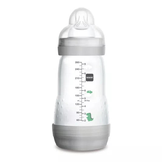 Mamadeira Easy Start Anticólica Cinza Embalagem Dupla 130 ML e 260 ML MAM