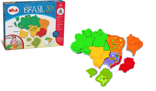 Mapa do Brasil 3D Plástico Elka 