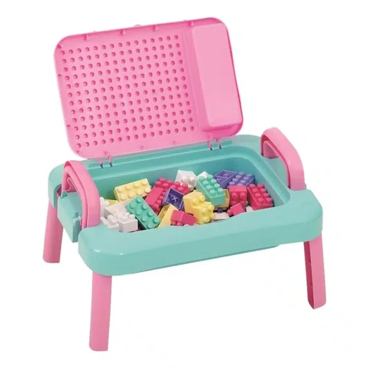 Mesinha Mercoblocks Charmosa 64 Peças Mercotoys Brinquedos 