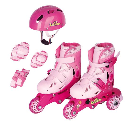 Meu 1º Patins Ajustável e Acessórios Rosa 30/33 Fêlix 