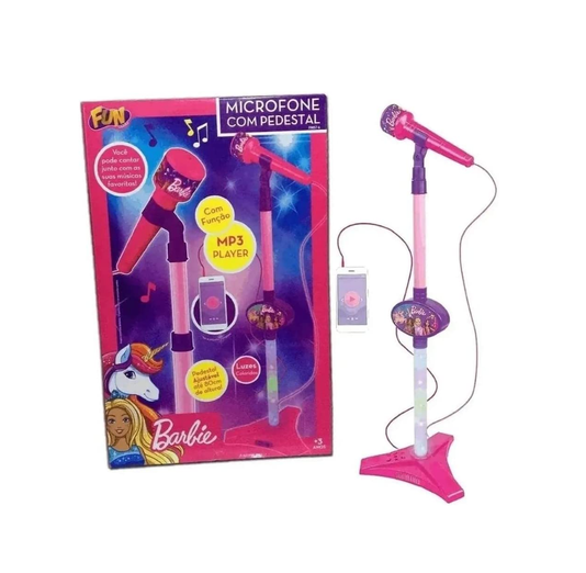 Microfone com Pedestal Barbie Barão Toys 