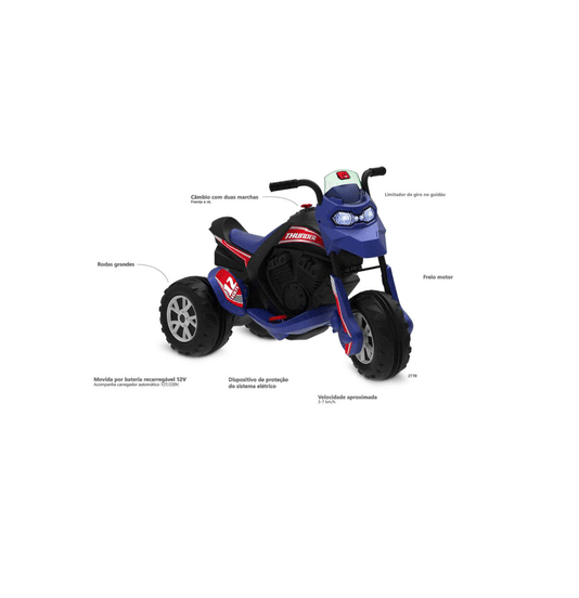 Moto Elétrica Thunder Black 12V Bandeirantes