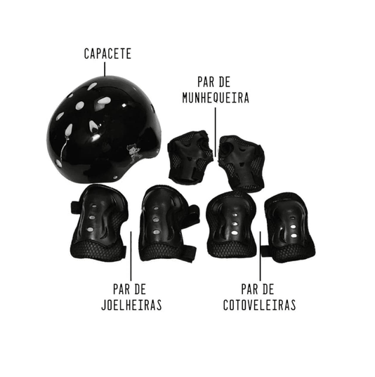 Patins Infantil Quad Ajustável Turma da Aventura Preto Com Acessórios 34/37 Unitoys